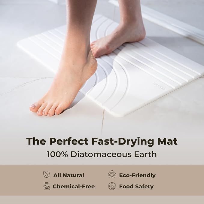TOSORO - Stone Bath Mat Diatomaceous Earth Shower Mat Non-Slip Super Absorbent - Image 4