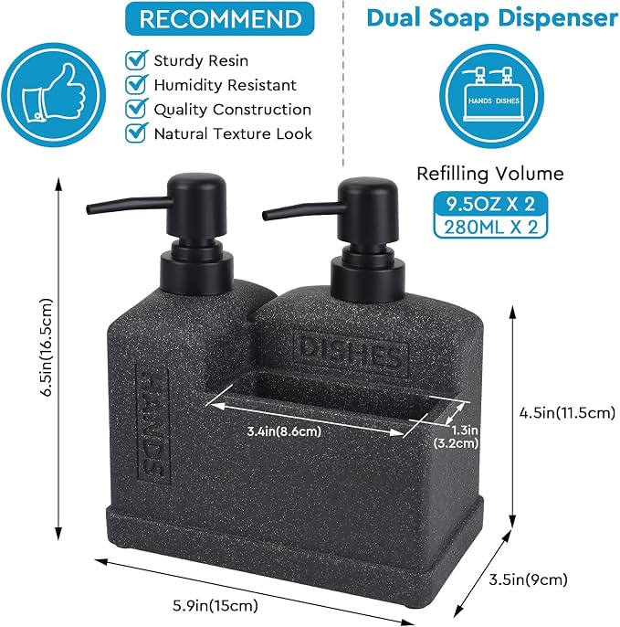 Kitchen Hand Soap and Dish Soap Dispenser Set, Dual Soap Dispenser - Image 7