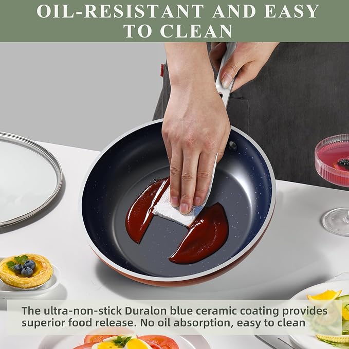 Nuwave 9pc Cookware Set Healthy Duralon Blue Ceramic Nonstick Coated, Diamond - Image 8