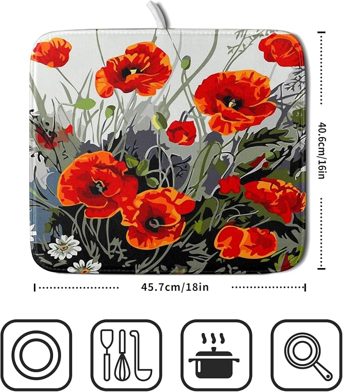 Giwawa Poppy Dish Drying Mat 16x18 inch - Image 2