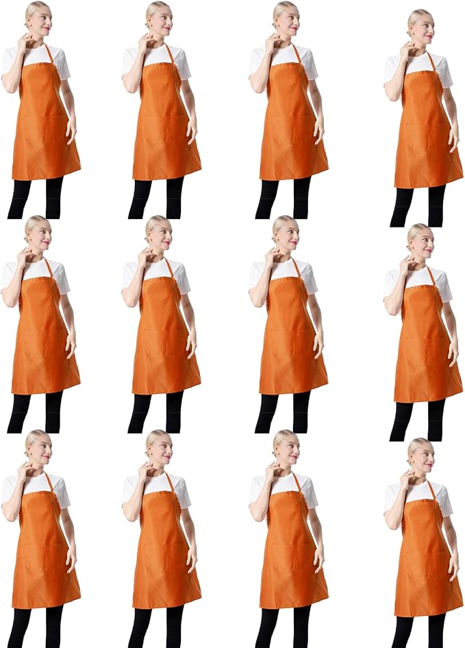 Orange Plain Bib Aprons Bulk in Big Size by TSDSTORY