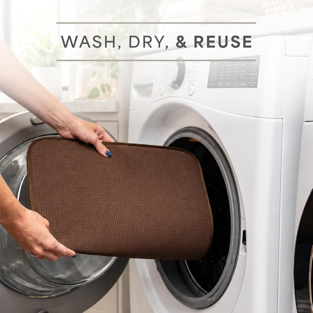 S&T INC. Dish Drying Mat, 2 Pack, 16" x 18", Large, Beige