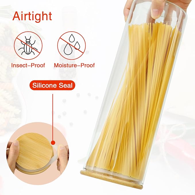 BGraceyy Glass Jars with Bamboo Lids, 72oz 3Pcs Kitchen Glass Containers with - Image 4