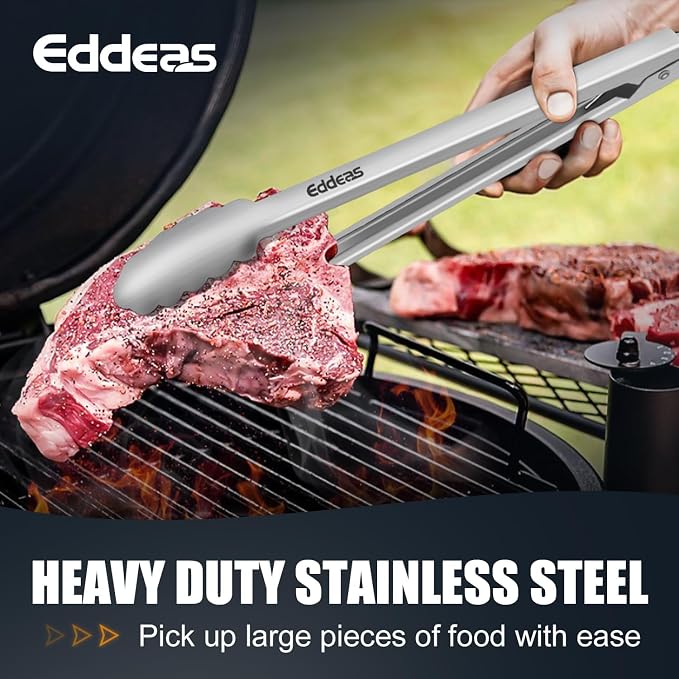 Grill Tongs, 600 Degrees Heat Resistant 17 Inch Extra Long BBQ Tongs, All Metal - Image 4