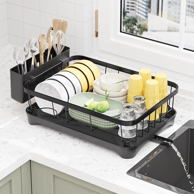 LIYI Dish Drying Rack, Adjustable Spout Design, Kitchen Dish Racks, Made of by LIYIBambooHairBrush