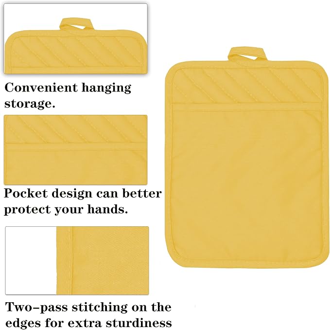 Oven Pot Holder with Pocket Cotton Heat Resistant Coaster Potholder Kitchen Hot - Image 2
