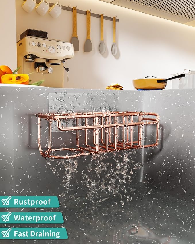 HapiRm Sponge Holder for Kitchen Sink, No Drill Kitchen Sink Caddy Organizer - Image 4