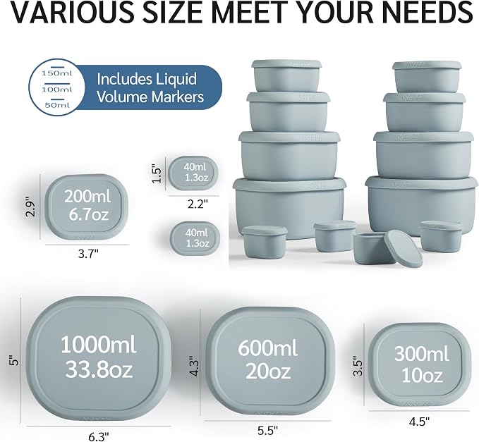 ISSEVE 12Pcs/Set Nesting Silicone Food Storage Containers - Image 9