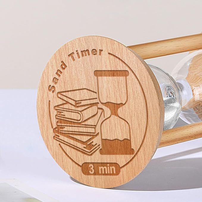 3 Minute Sand Timer Hourglass, 3 Min Wooden Sand Clock, Three Minute Wood Hour - Image 3