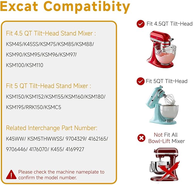 K45WW Whisk Attachment for 4.5 5 QT KitchenAid Tilt-Head Stand Mixer, 6 Wire - Image 7
