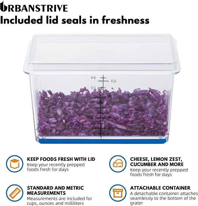 Urbanstrive Cheese Grater With Container, Professional Cheese Grater with Handle - Image 6