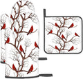 Winter Cardinal Birds Oven Mitts and Pot Holders Sets of 3 Kitchen Hot Pads by Unknown