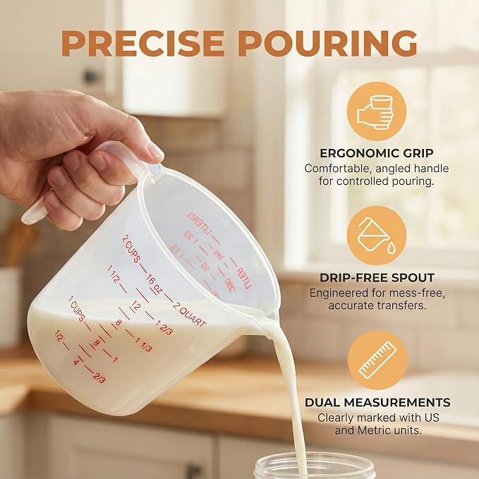 16 Pcs 2 Cup Capacity Plastic Measuring Cup, 16 Oz/500 ml Clear Graduated - Image 3