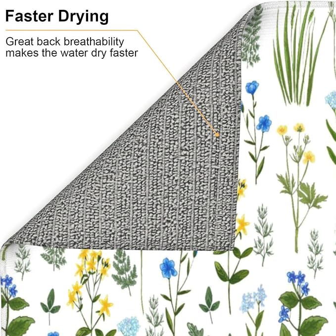 Blue Yellow Wildflower Dish Drying Mats - Image 5