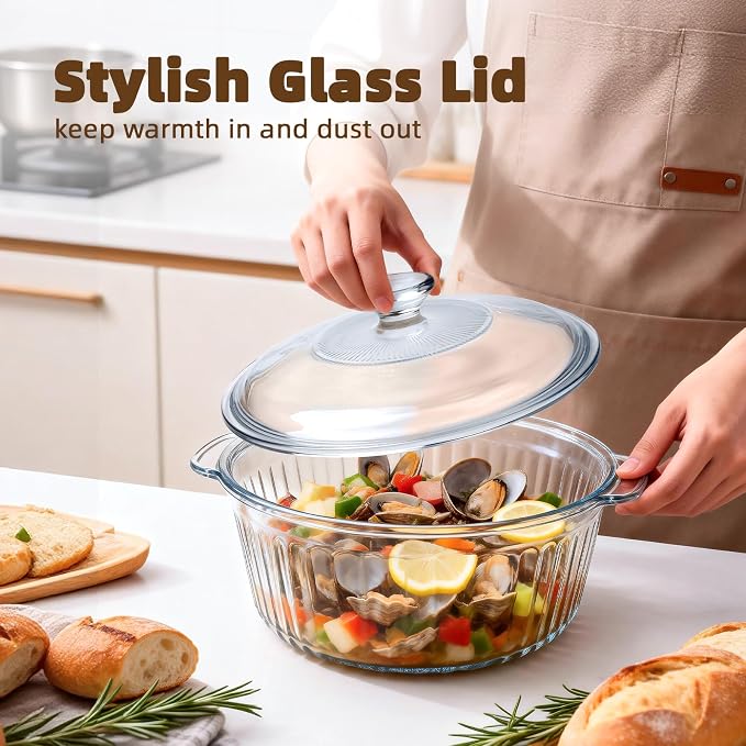 Luvan 2.4L/2.5Qt Round Glass Casserole Dish - Image 6