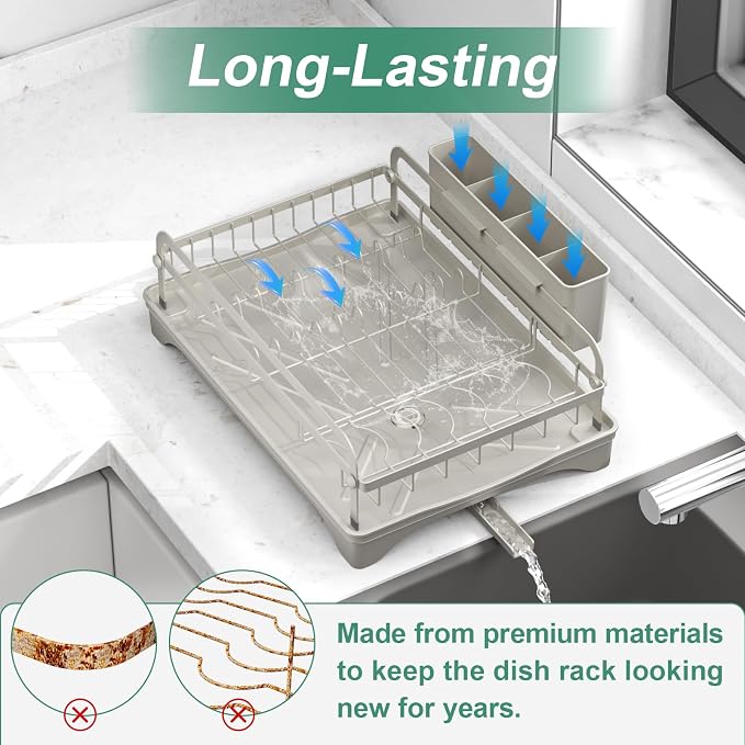 Dish Drying Rack, Dish Racks for Kitchen Counter, Metal Dish Drainer - Image 5
