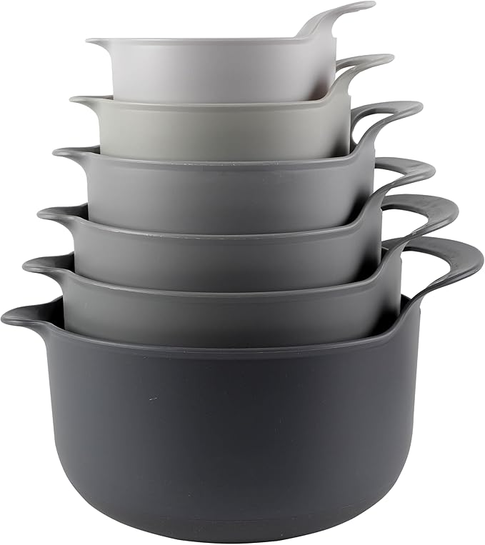 COOK WITH COLOR Nesting Plastic Mixing Bowl Set with Pour Spouts and Handles by CookwithColor