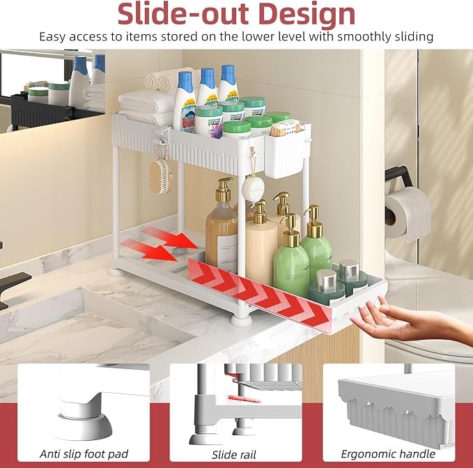 Sevenblue Under Sink Organizer, Bathroom Organizers and Storage, 2 Tier - Image 2