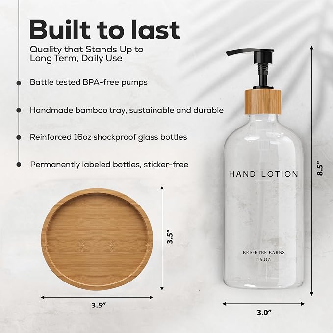 Glass Lotion Dispenser with Pump - Image 3