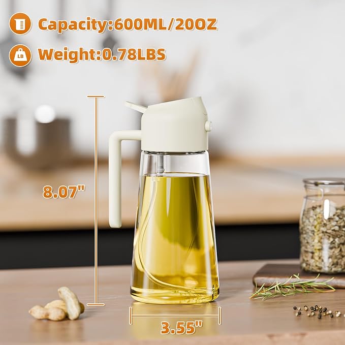 Marbrasse Oil Dispenser for Kitchen, 20 OZ /600ml Leakproof Glass Oil Bottle - Image 4