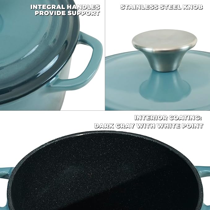 Flavehc Dutch Oven Pot with Lid 2.8 qt Cast Iron Dutch Oven - Image 2