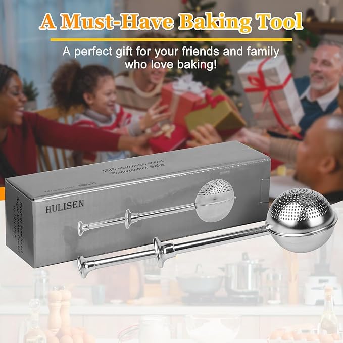 HULISEN Flour Duster for Baking, One-Handed Operation, 304 Stainless Steel - Image 6