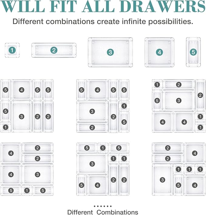 StorMiracle 23 PCS Drawer Organizer Set, 5 Varied Size Bathroom and kitchen - Image 4