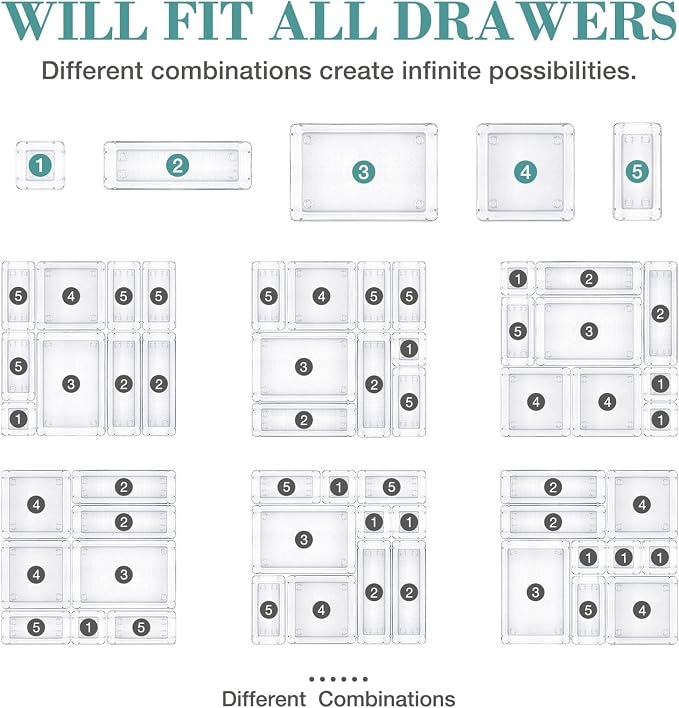 StorMiracle 13 PCS Drawer Organizer Set, 5 Varied Size Bathroom and kitchen - Image 4