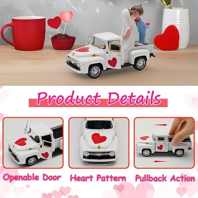Valentines Day Decorations Farmhouse Vintage Mini Truck - Image 4
