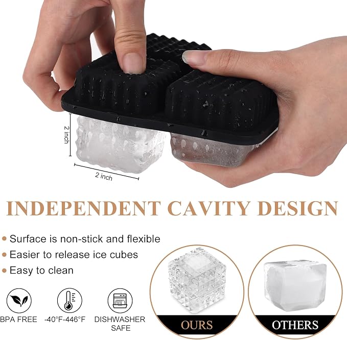 2-Inch Whiskey Ice Cubes Mold, Silicone Ice Cube Trays - Image 5