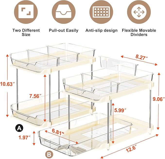 Delamu 2-Tier Multi-Purpose Bathroom Under Sink Organizers and Storage - Image 2