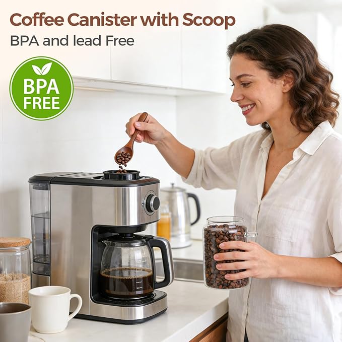 ComSaf of 2 Glass Coffee Canister, Airtight Coffee Container - Image 4