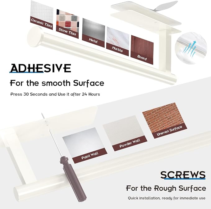 ASTOFLI Paper Towel Holder Under Cabinet No Drilling, Self Adhesive Paper Towel - Image 3