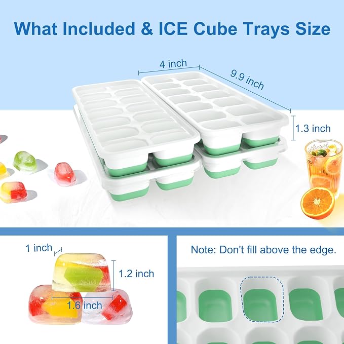 Ice Cube Tray, Ice Cube Trays for Freezer 4 Pack - Image 7