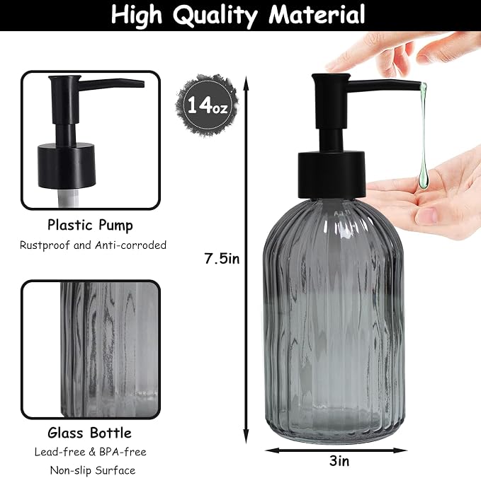Gray Glass Soap Dispenser Set - Image 2