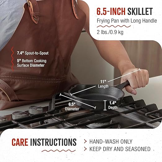 Victoria 6.5-Inch Cast Iron Skillet, Pre-Seasoned Cast-Iron Frying Pan - Image 6