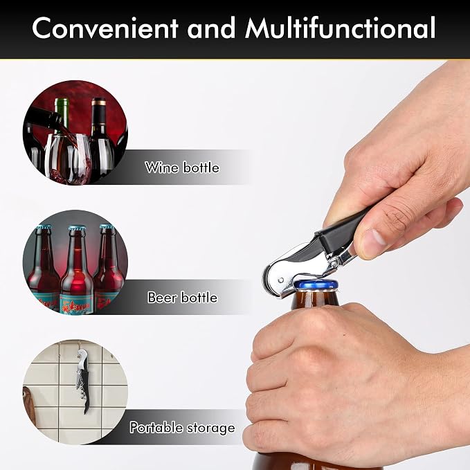 Professional Waiter Corkscrew Wine Openers Set, Heavy Duty Stainless Steel - Image 6
