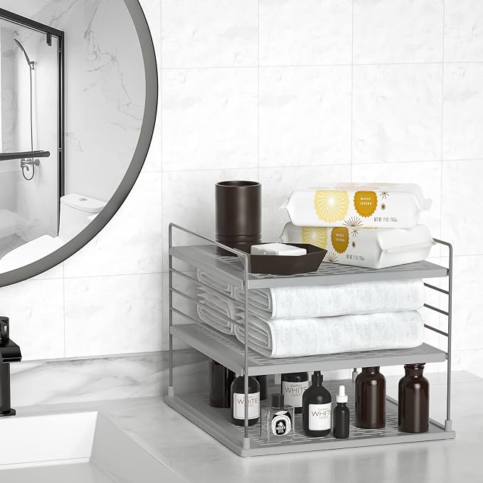 2 PACK Cabinet Organizer- Divided Compartment Holder - Image 5