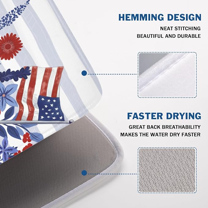 Patriotic Floral Dish Drying Mat - Image 4