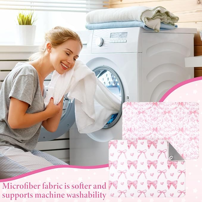 SiliFine 2 Pcs Large Coquette Pink Bow Dish Drying Mat Large - Image 7