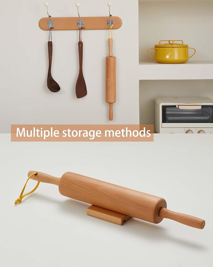 Classic Wood Rolling Pin, Pasta Roller - Image 5