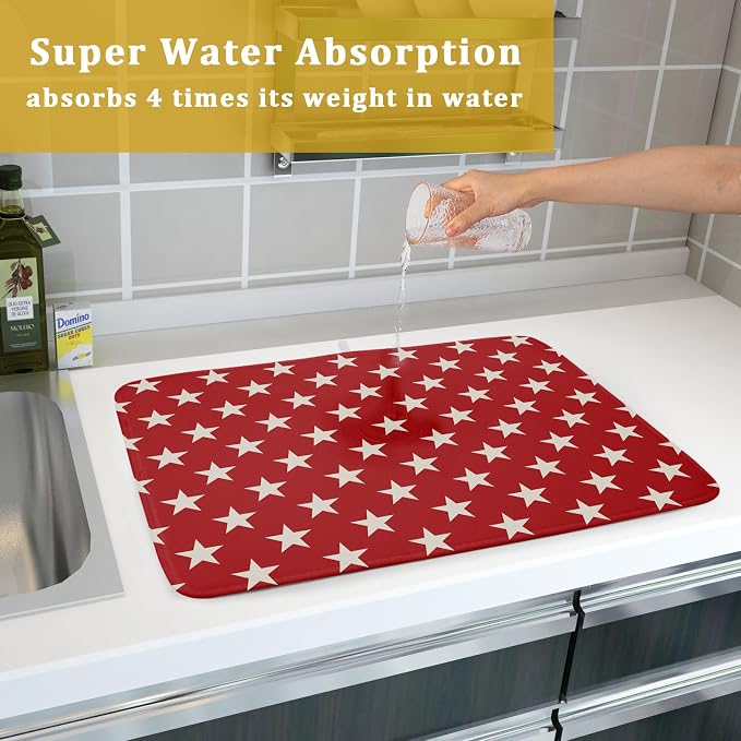 Patriotic July of 4th Red Star Dish Drying Mat - Image 7