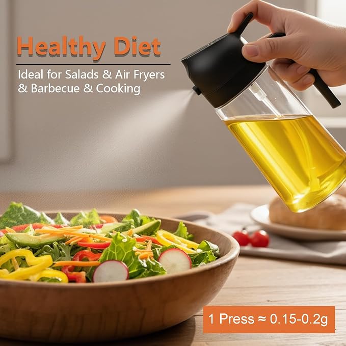Aovdy Oil Sprayer for Cooking 16oz, 2 in 1 Olive Oil Dispenser and Oil Sprayer - Image 2