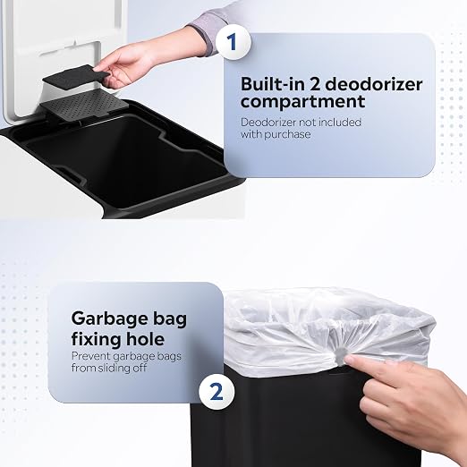 WLIVE 2 x 8 Gallon Stainless Steel Dual Trash Can, Double Trash Can Kitchen - Image 5