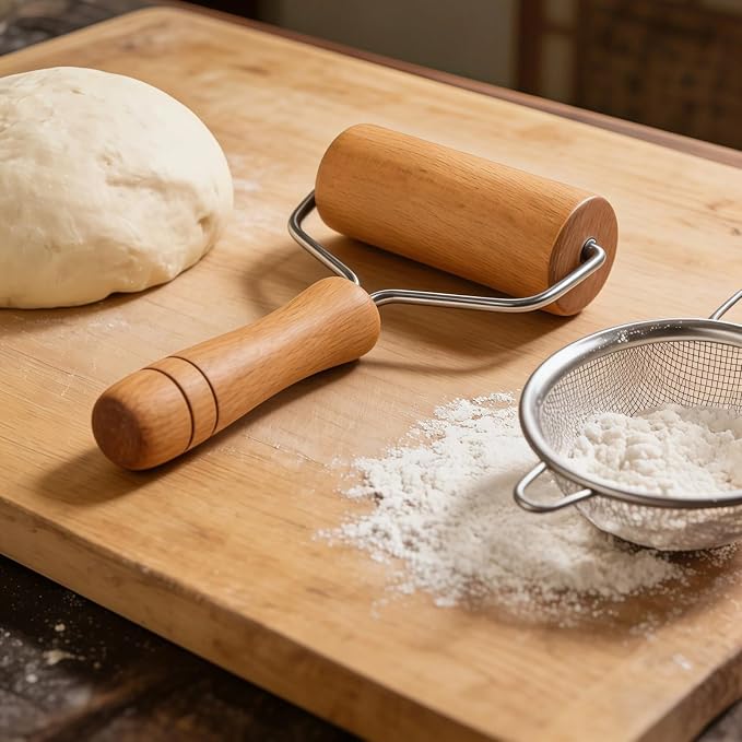 Small Rolling Pin, Wooden Dough Roller, Non-Stick Pizza Roller, T Type Rolling - Image 4