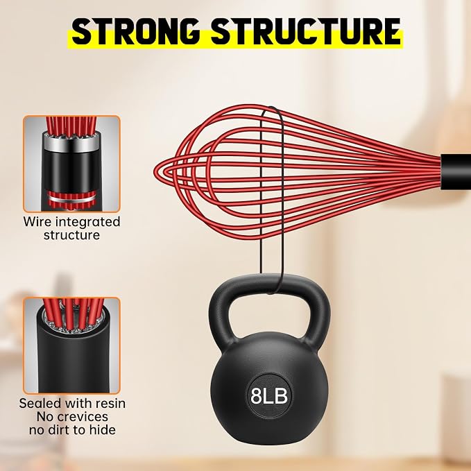 HOTEC 4 Pieces Silicone Whisks Set, Wire Balloon Whisks Egg Beater, Non-slip - Image 6