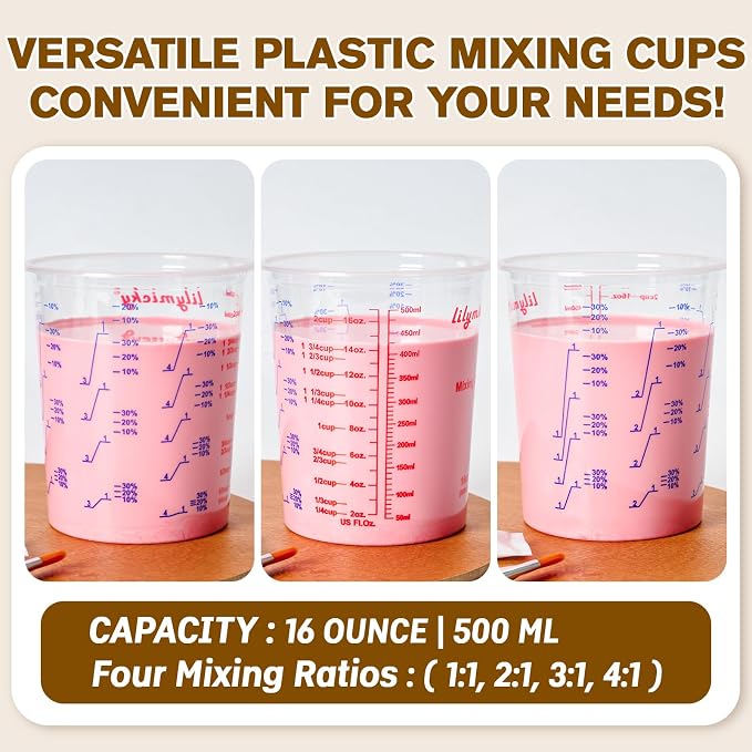 Lilymicky 16 oz Plastic Mixing Cups, 50 Pack 16 oz Disposable Measuring Cups - Image 5