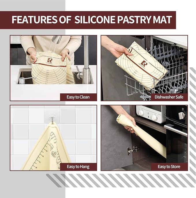 Silicone Baking Mat, Extra Thick Dough Rolling Pad - Image 5