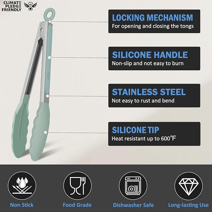Kitchen Tongs, Stainless Steel Cooking Tongs - Image 4