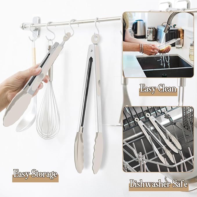 TeamFar Kitchen Tongs, Heat Resistant Silicone Tongs, Locking Design & - Image 5